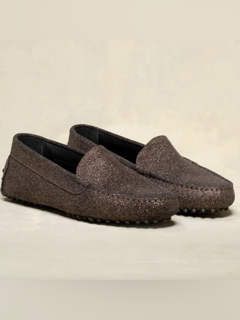 M. Gemi The Felize Driving Moccasin Loafer Glitter Chestnut Size 39.5